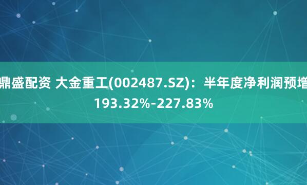 鼎盛配资 大金重工(002487.SZ)：半年度净利润预增193.32%-227.83%